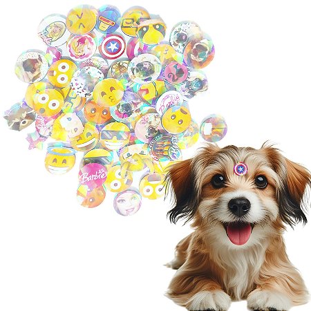 53 Sticker Holográfico Adesivo Pet Piercings EVA Cão e Gato