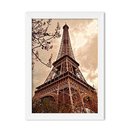 Quadro Decorativo Torre Eiffel Tam A3 Moldura em Madeira(T2)