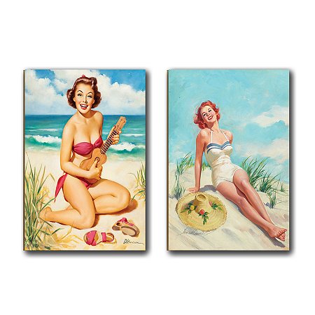 Kit com 02 Quadros Placas MDF 3mm Pin-Up Decoração Parede