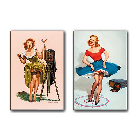 Kit Quadros 02Pçs Placas MDF 21x30cm Pin-Up Decoração Casa