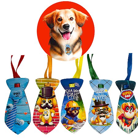 Kit 30 Gravatinhas Dia dos Pais EVA Pet Shop Cão e Gato P