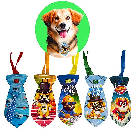 Kit 50 Gravatinhas Dia dos Pais EVA Pet Shop Cão e Gato G