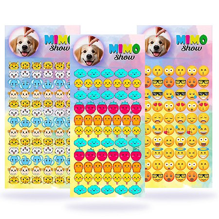 Kit com 204 Adesivos Sticker Pet 03 Cartelas Cão e Gato