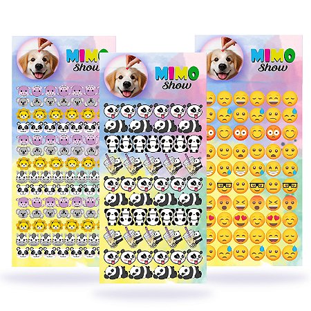 Kit com 211 Adesivos Sticker Pet 03 Cartelas Cão e Gato