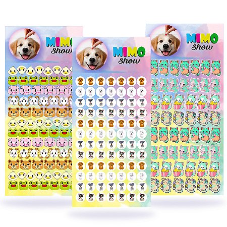 222 Adesivos Sticker Pet 03 Cartelas Cão e Gato Pet Shop