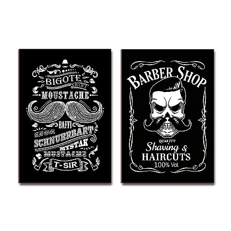 Kit 2 Placas MDF Quadro Decoração Barbearia Studio 28,7x22cm