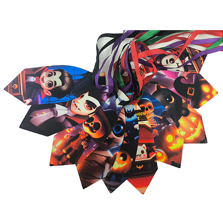 10 Gravata G pet halloween estampada cetim cão gato 1