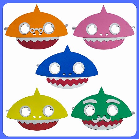 Kit 5 Mascara Fantasia Infantil Baby Shark Pronta Entrega