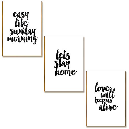Kit 3 Placas MDF Frases Easy Like Sunday Morning A4 FS3