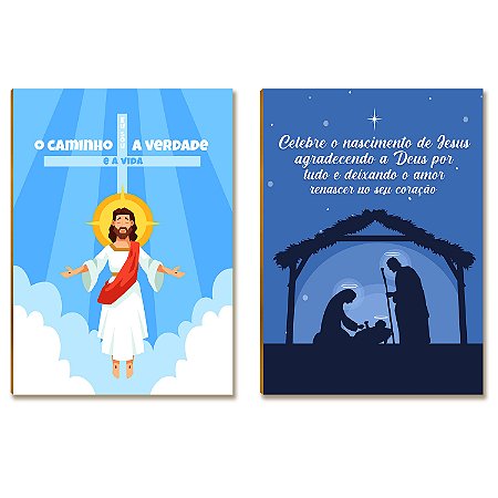 Kit 2 Placas MDF Frases Motivacionais Cristãs Tam A4 FE9