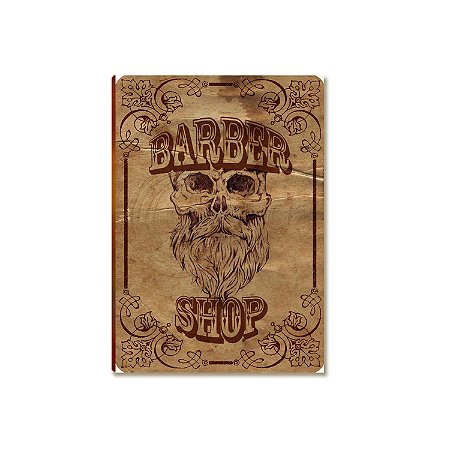 Placa Decorativa Barbearia Clássica Madeira MDF Tam A4 BR15