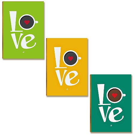 Kit 03 Placas MDF Love Love Decoração Quadro Tam A4 AR6