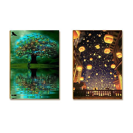 Kit 02 Placas MDF Arte Fantasia Mistica Decoração Tam A4