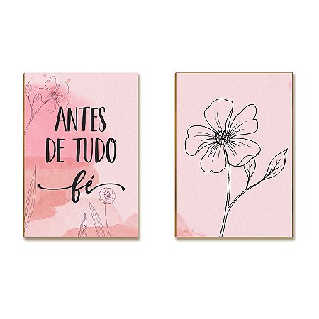 Kit 02 Placas MDF Antes de Tudo Fé Decoração Parede Tam A4