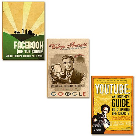 Kit 03 Placas MDF Posters Redes Sociais Decor Vintage RS1