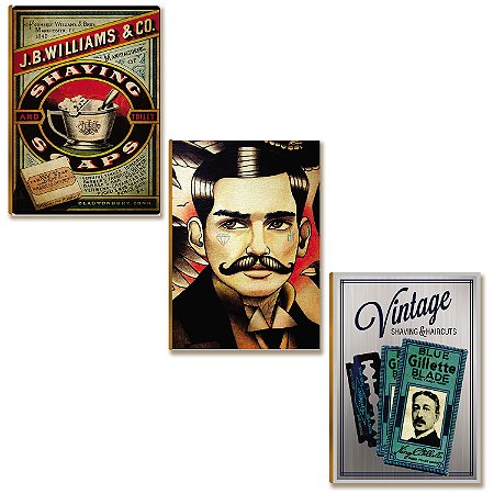 Kit 03 Placas MDF Barbearia Studio Vintage Decoração BR36