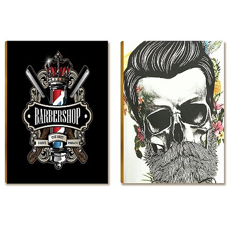 Kit 2 Placas MDF Barbearia Old School Decoração Parede BR29