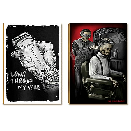 Kit 2 Placas MDF Studio Barbearia Pronto para Instalar BR28