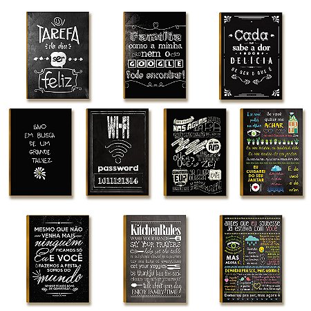 Kit 10 Placas MDF Frases em Estilo Giz para Casa DC39