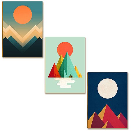 Kit 3 Placas MDF Arte Moderna Minimalista para Parede DC31