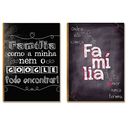 Kit 2 Placas MDF Família como a Minha Nem o Google DC27