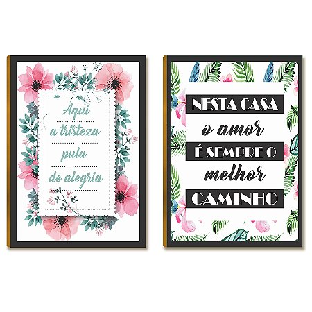 2 Placas MDF Aqui a Tristeza Pula de Alegria Decorativo DC24