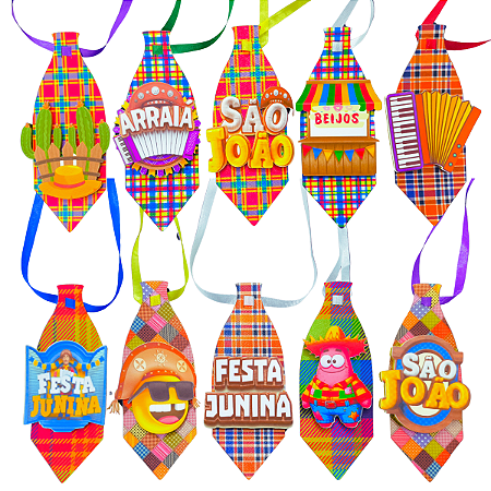 Kit 10 Gravatinhas Gr Pet Junina Alto Brilho Banho e Tosa