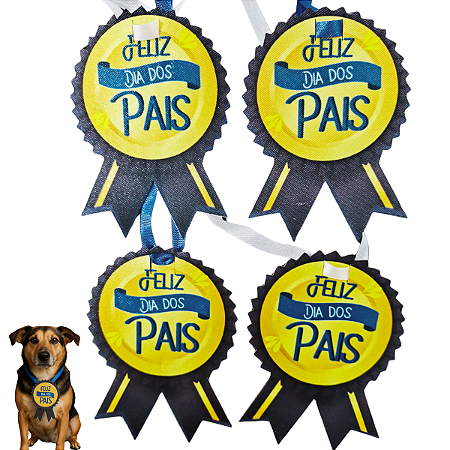 10 Gravatinhas Pet Dia dos Pais Medalha Azul BanhoTosa