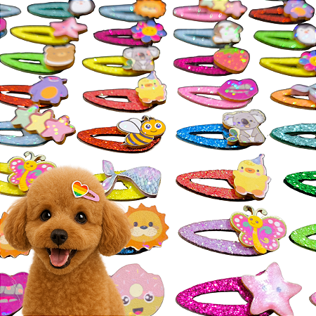 50 Adesivos Pet Piercings Tic Tac Olográfico Banho Tosa Mult
