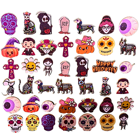 Kit50 Adesivo Olográfrico Halloween D Banho e Tosa Cãe Gato