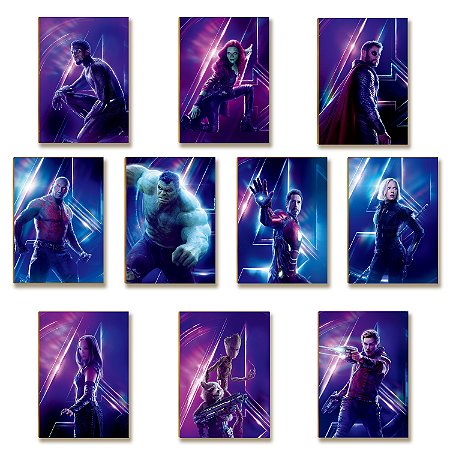 Kit 10 Placas MDF Geek Heróis Decoração Moderna Parede Sala