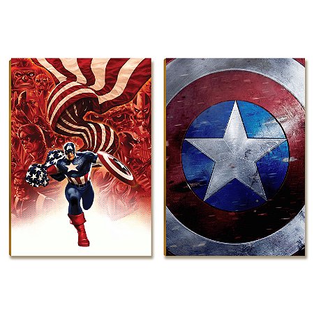Kit 2 Placas MDF Geek Heróis Decoração Moderna Parede Sala