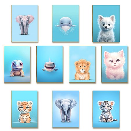 Kit 10 Placas MDF Infantil Bichinhos Floresta Natureza A4