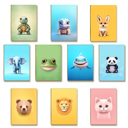 Kit 10 Placas MDF Infantil Boho Neutro Arco-Íris e Sol A4