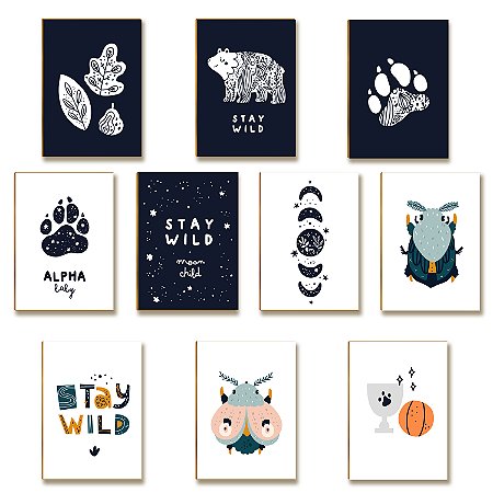 Kit 10 Placas MDF Infantil Arco-Íris e Coelho Parede A4