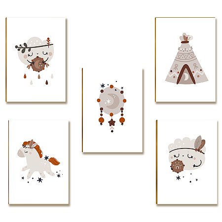 Kit 5 Placas MDF Infantil Aesthetic Cavalo Filtro Sonhos A4