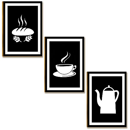 Placas MDF Café Preto e Branco Minimalista Cozinha A4