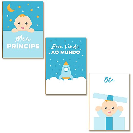 Kit 3 Placas MDF Infantil Menino Super Aventura Parede A4