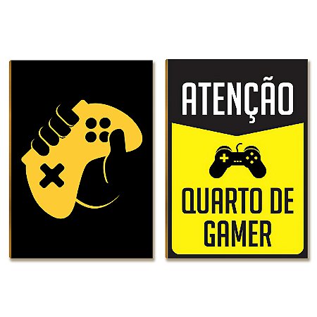 Kit 2 Placas MDF Gamer Frases Inspiração Parede Moderna A4
