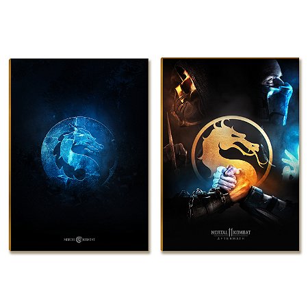 Kit 2 Placas MDF Combate Mortal Lendas Parede Moderna A4