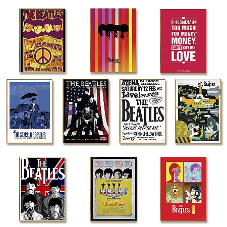 Kit 10 Placas Decorativas Banda The Beatles Retrô Coloridas
