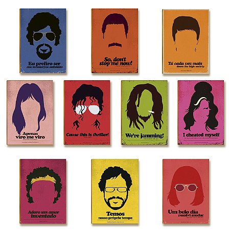 Kit 10 Placas Decorativas Música Minimalistas em MDF Retrô