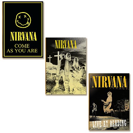 Kit 3 Placas MDF Nirvana Come As You Are Banda Reading