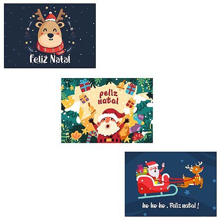 Kit 3 Placas MDF Natal Rena Noel Trenó Ho Ho Ho Tamanho A4