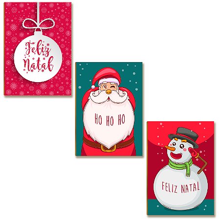 Kit 3 Placas MDF Natal Noel Boneco Neve Bolinha Decor A4