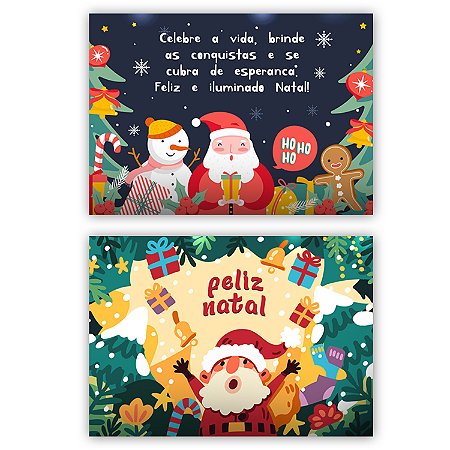 Kit 2 Placas MDF Natal Papai Noel Coloridas Decoração A4