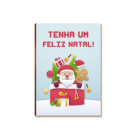 Placa MDF Natal Tenha Um Feliz Natal Papai Noel Parede A4