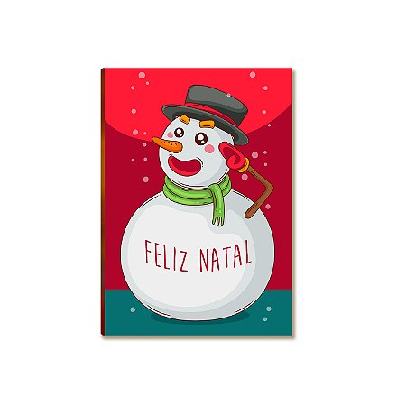 Placa MDF Natal Boneco de Neve Feliz Natal Decoração A4