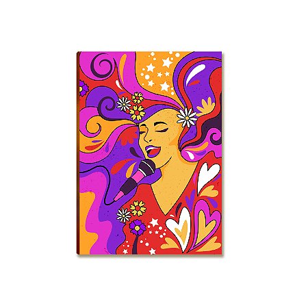 Placa MDF Arte Cantora Pop Colorida Psicodélica A4