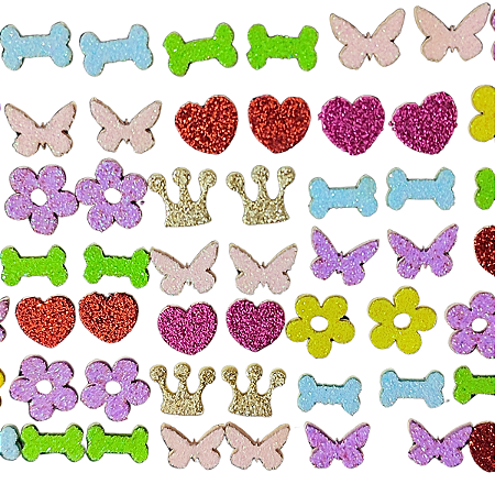 50 Mini Adesivo Glitter Pet EVA Macio Cola Forte Banho Tosa